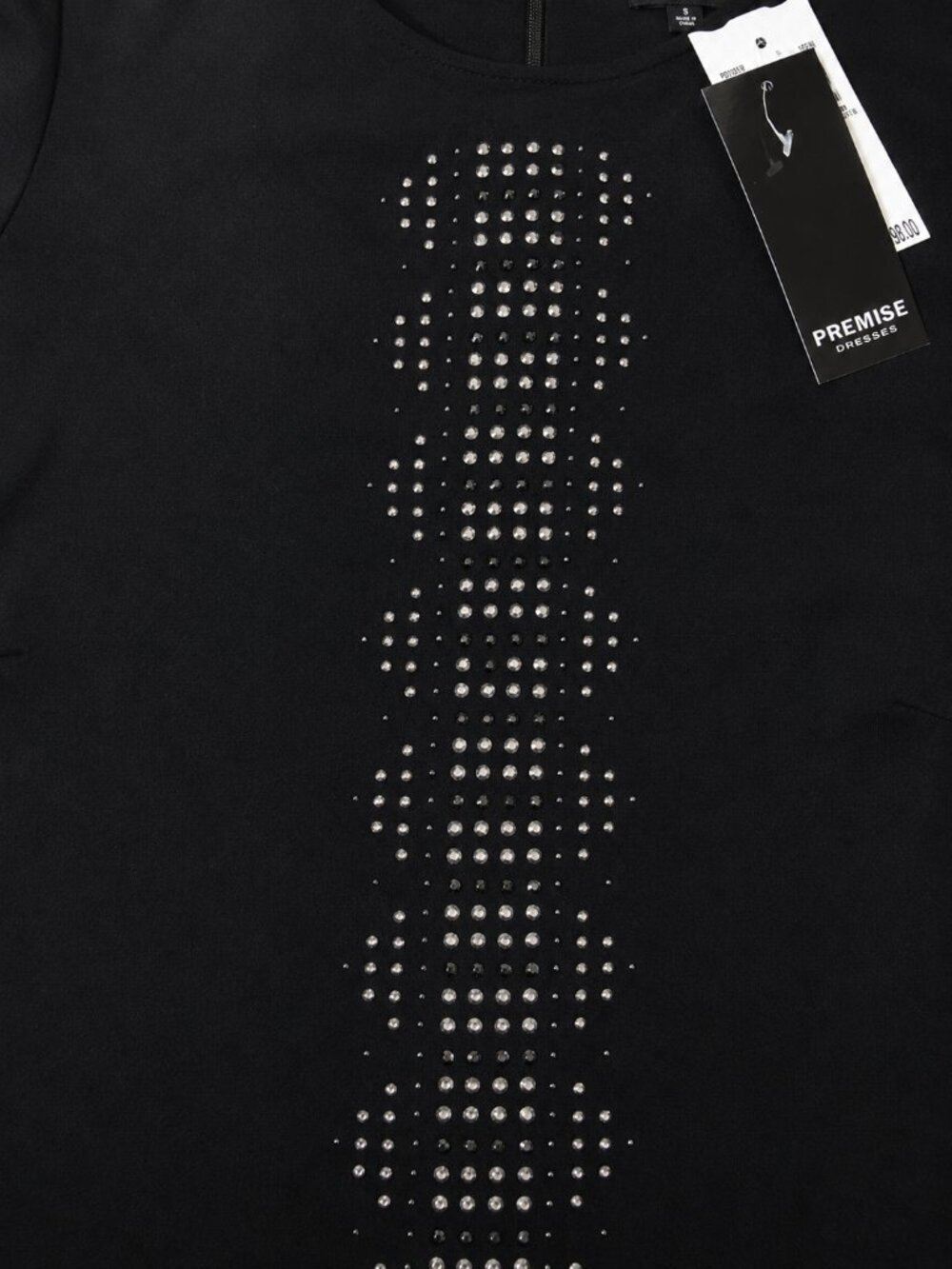 Premise Black Rhinestone Detail Midi Dress NWT - Picture 4 of 5